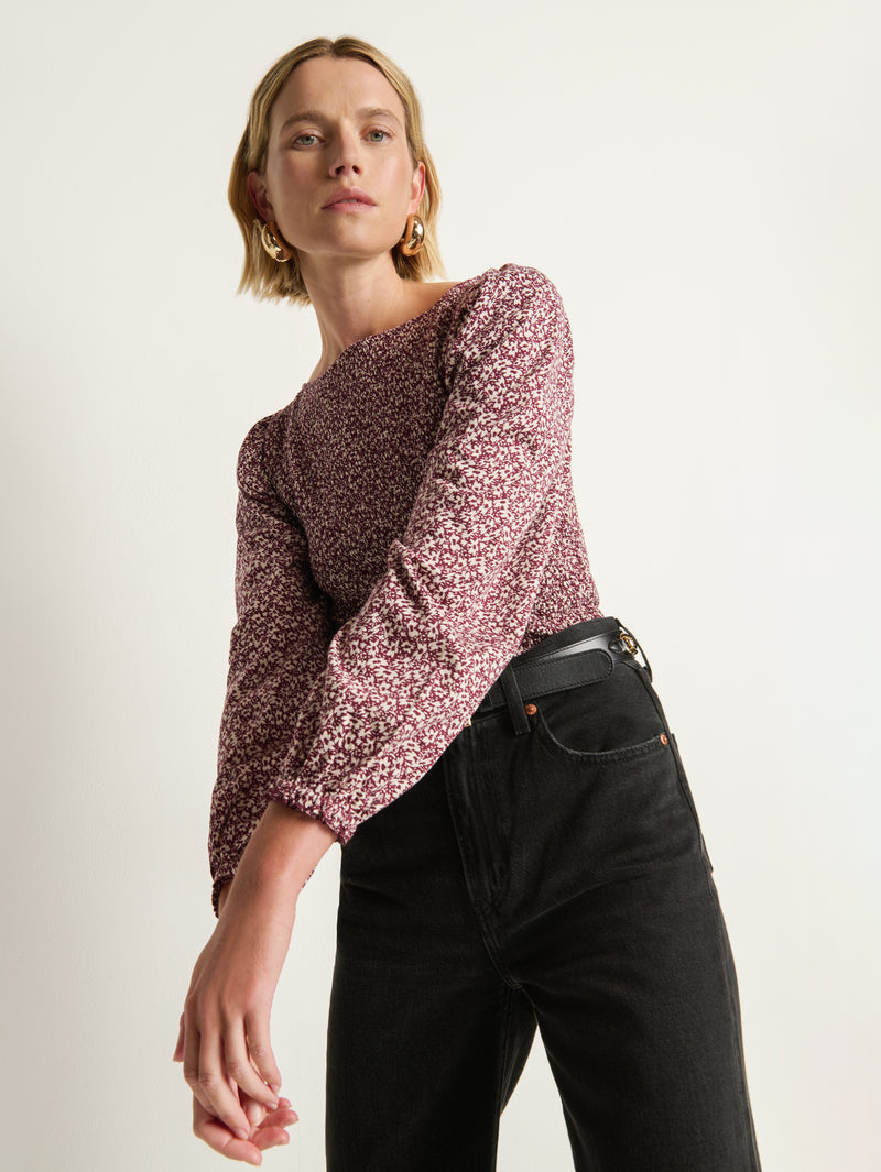 Aidan Smocked Top Winter Floral | Nation Los Angeles