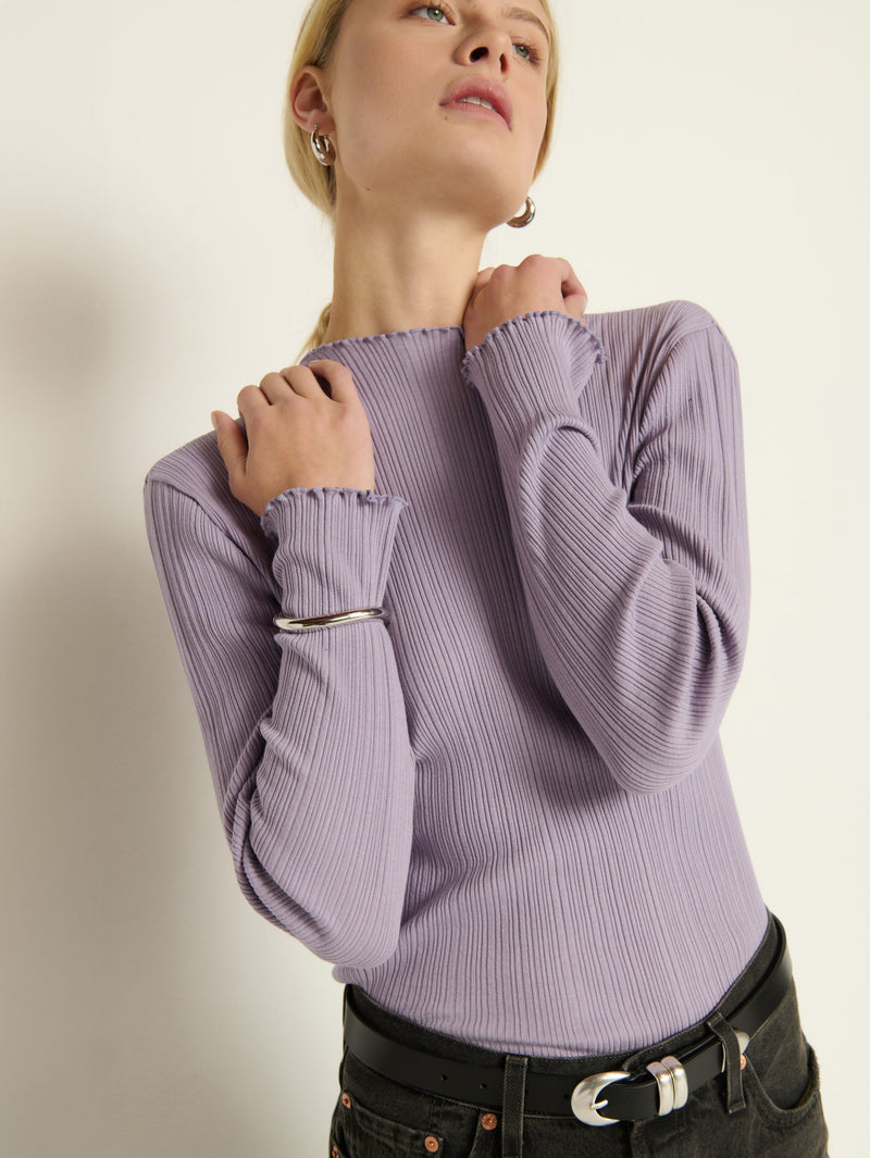Brenna Mock Neck Top - Lavender Grey | Nation Los Angeles