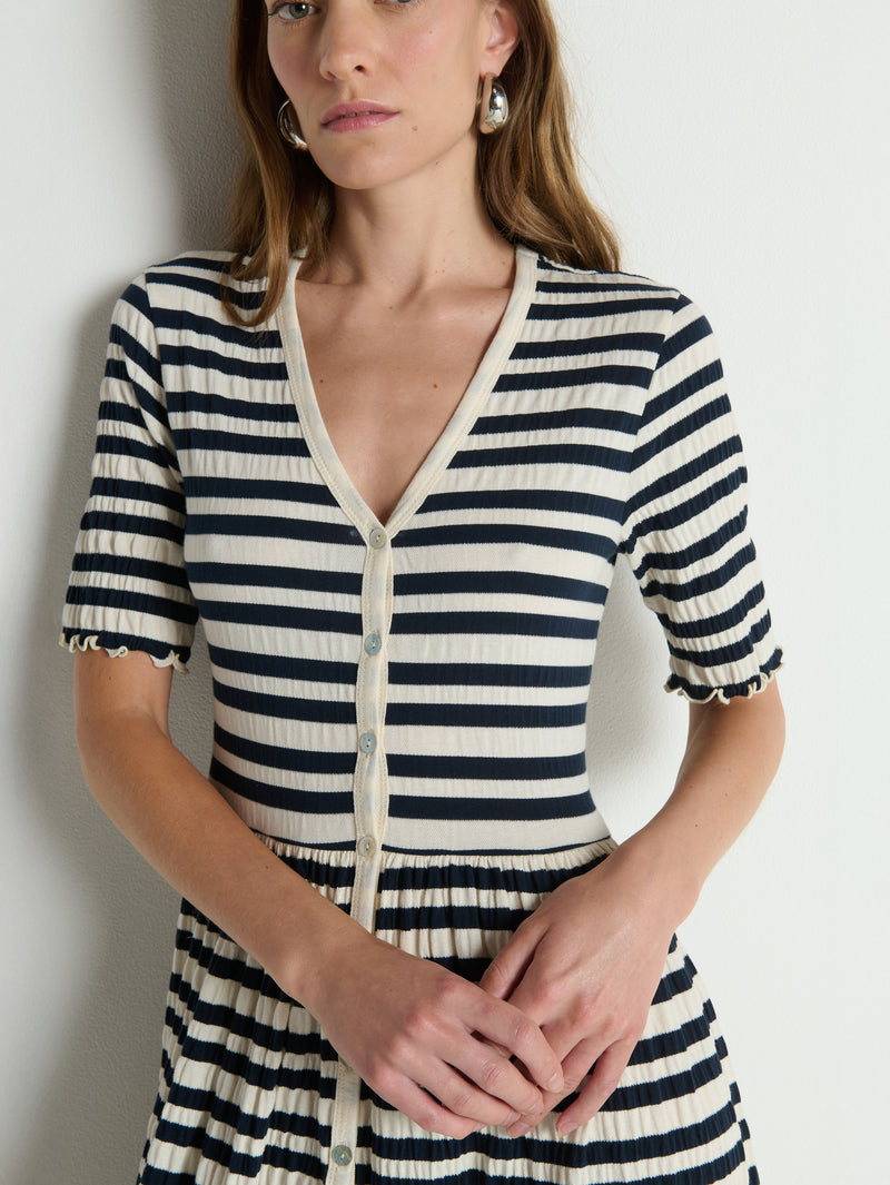 Claudine Midi Dress—Crinkle Stripe Claudine Midi Dress—Crinkle Stripe