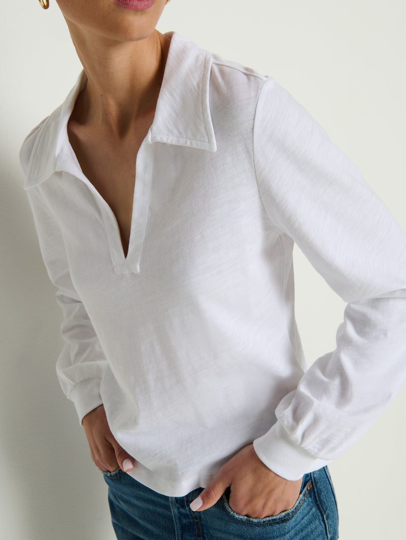 Kimberley Polo Tee—Optic White | Nation Los Angeles