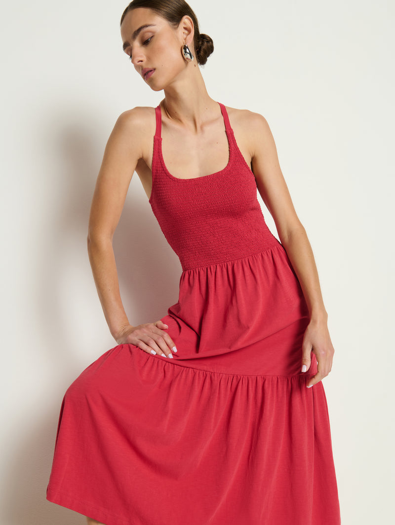 Penelope Smocked Midi—Heartbeat Red | Nation Los Angeles