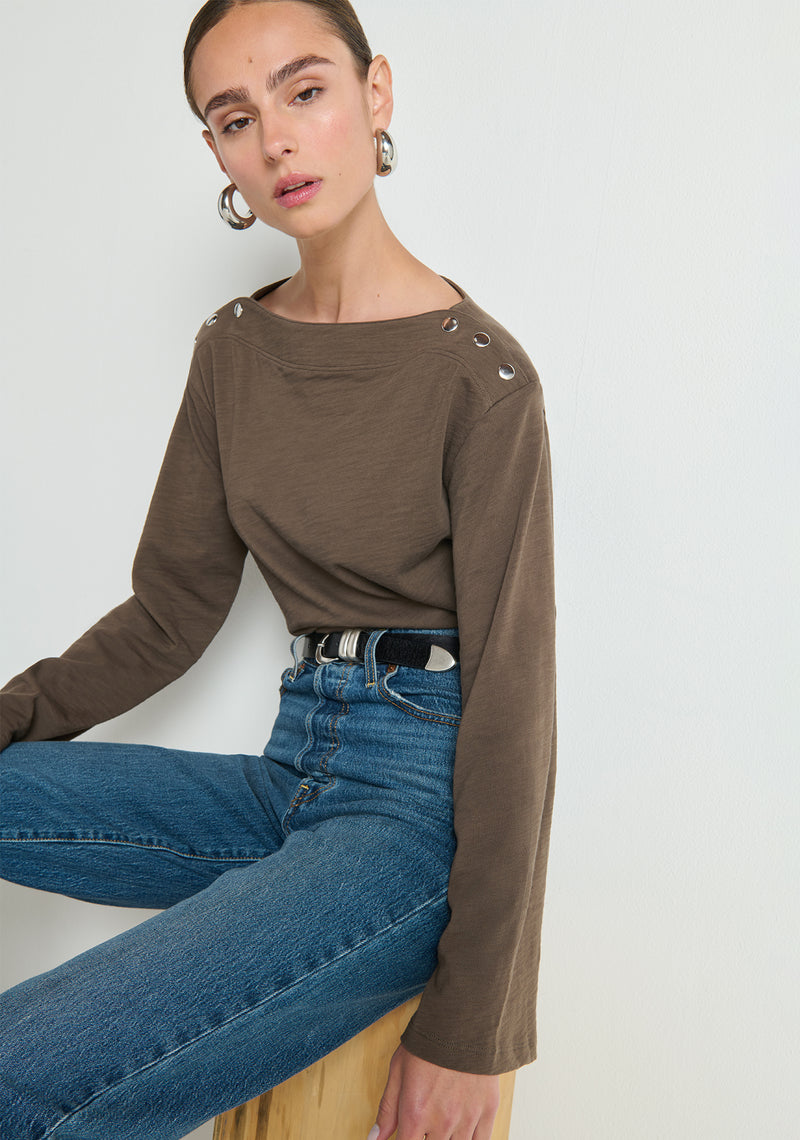Rochelle Boatneck Tee—Espresso | Nation Los Angeles