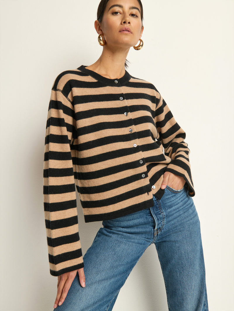 Rosetta Cardigan - Rugby Cocoa Stripe | Nation Los Angeles