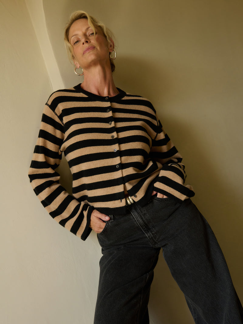 Rosetta Cardigan - Rugby Cocoa Stripe | Nation Los Angeles