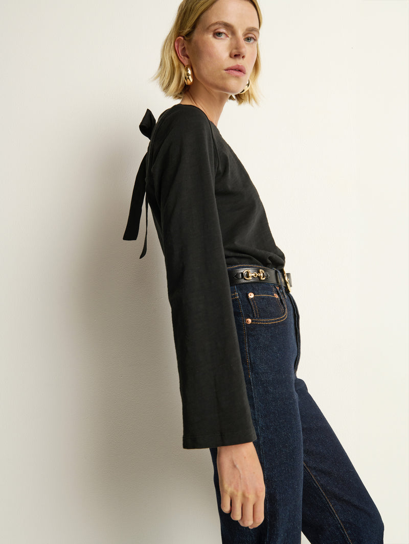 Tavin Tie Back Top Jet Black | Nation Los Angeles