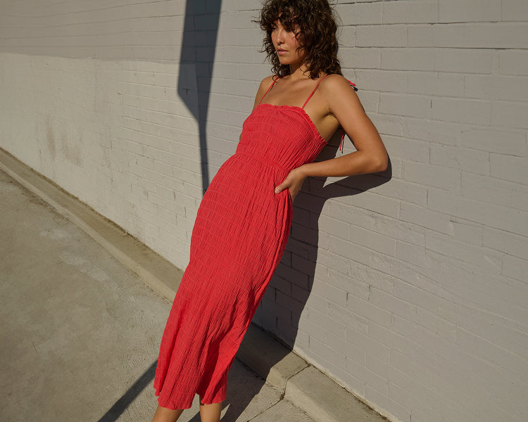 Nation Los Angeles Madeline Tie Midi Dress