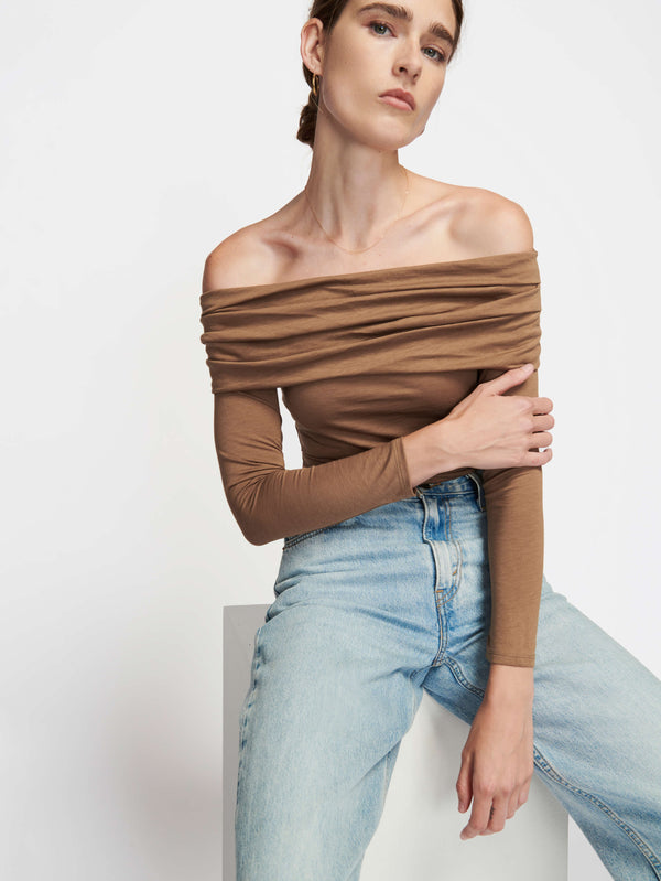 NATION LTD Abana Draped Off-the-Shoulder Tee