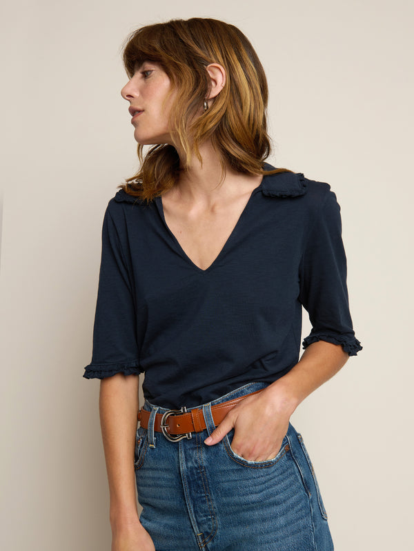 Nation Los Angeles Allison Collared Tee Night Sky