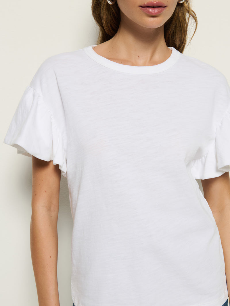 Camille Ruffle Tee - Optic White | Nation Los Angeles