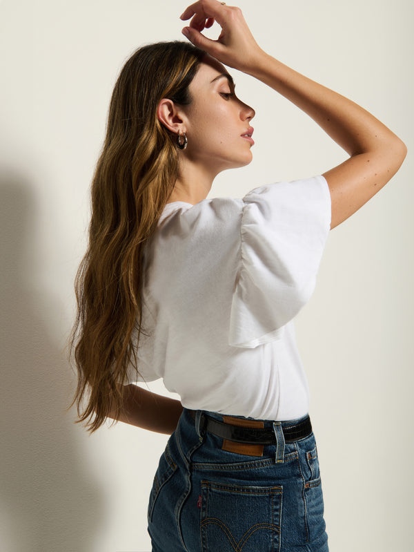 Camille Ruffle Tee - Optic White | Nation Los Angeles