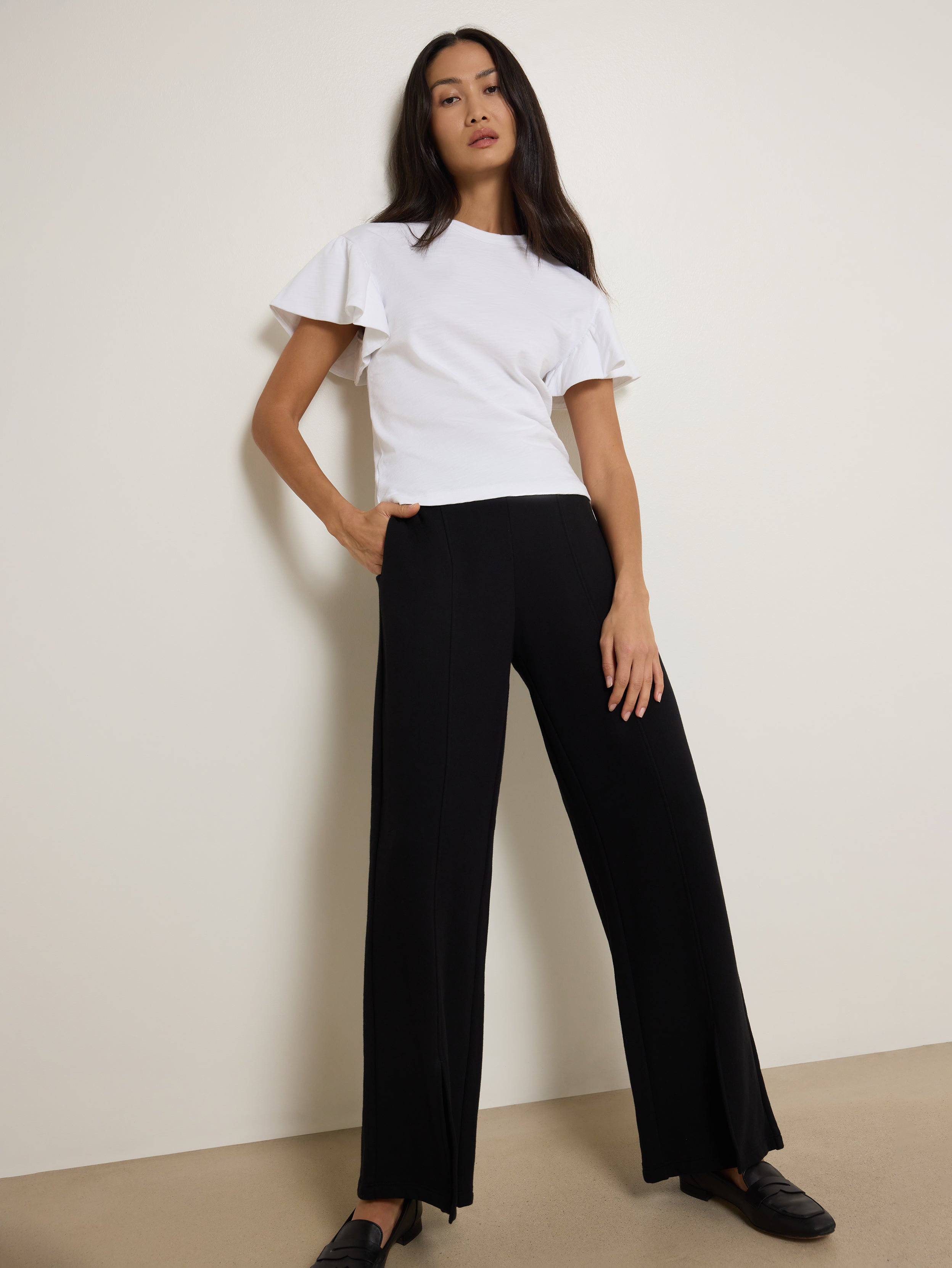 Camille Ruffle Tee - Optic White | Nation Los Angeles