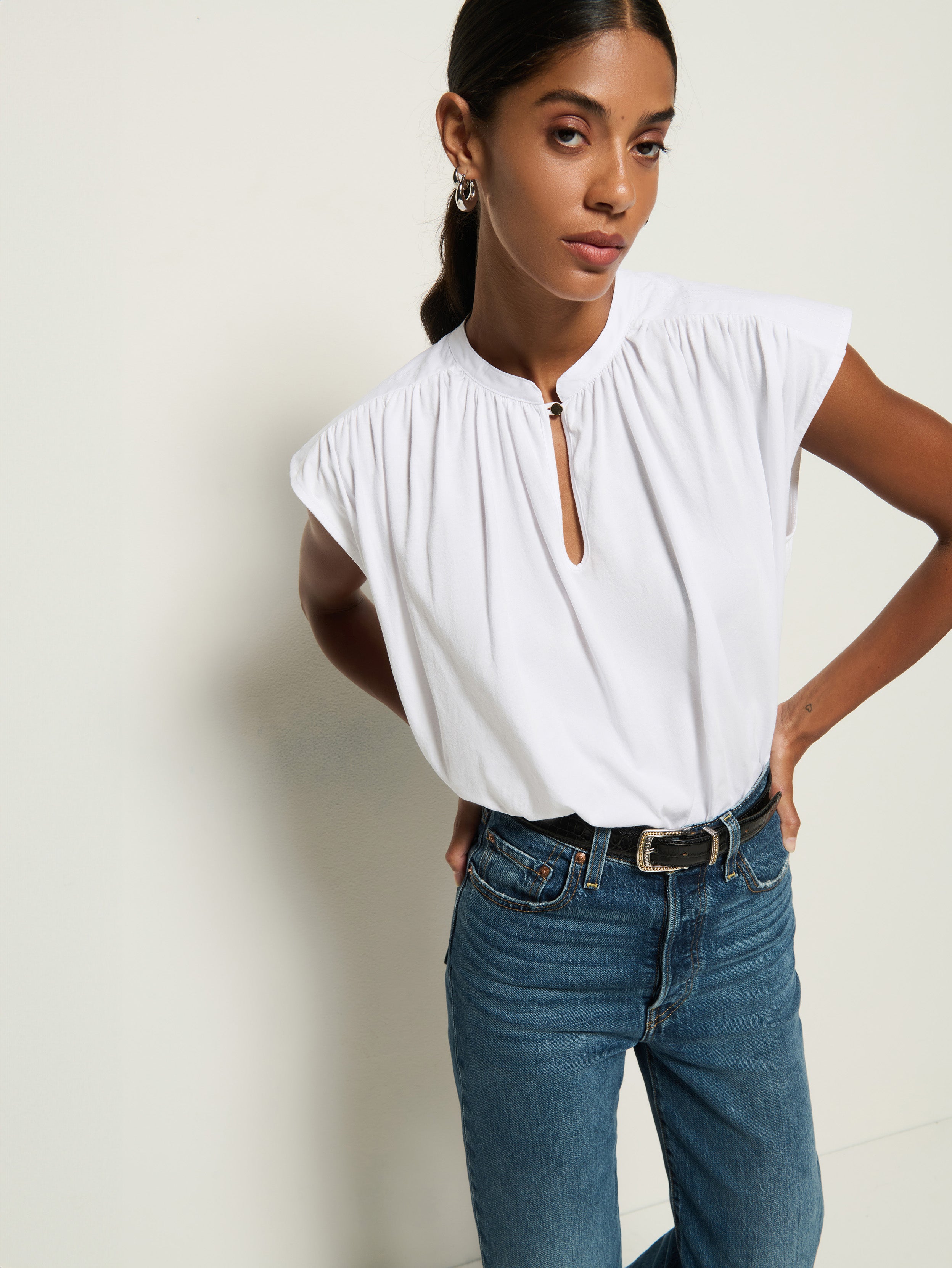 Cary Keyhole Tank - White | Nation Los Angeles