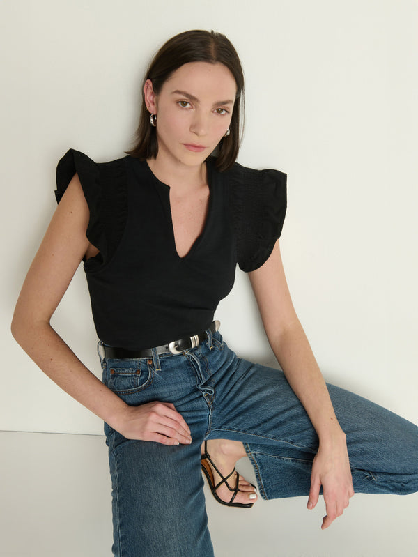 Christa Ruffle Top - Jet Black | Nation Los Angeles