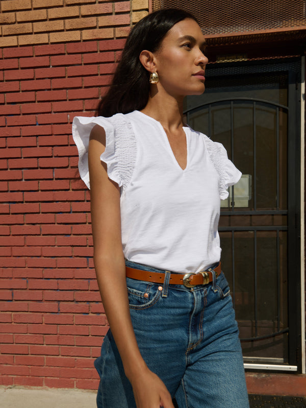 Nation Los Angeles Christa Ruffle Top