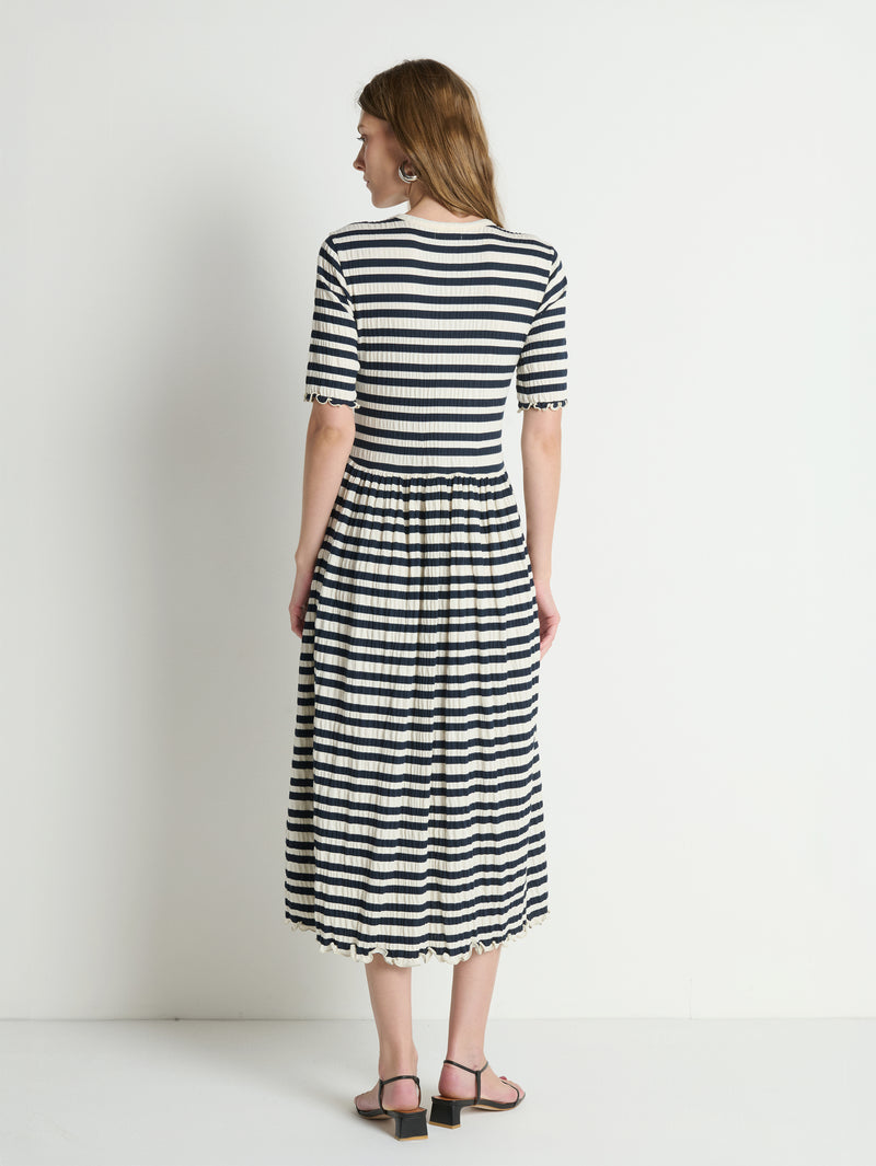 midi dress crinkle premium Claudine Midi Dress—Crinkle Stripe