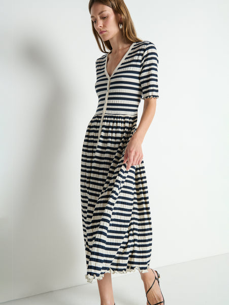 Claudine Midi Dress—Crinkle Stripe Claudine Midi Dress—Crinkle Stripe