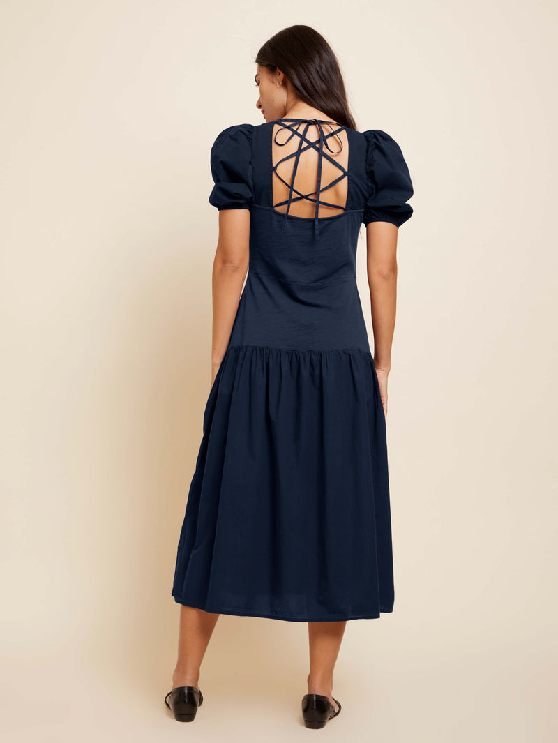 NATION LTD Cordelia Lace Up Midi Dress