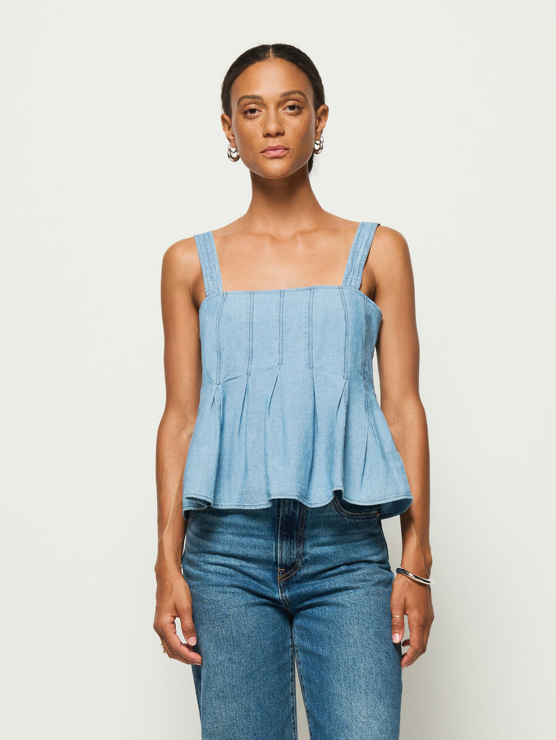 Nation Los Angeles Dove Pleated Tank