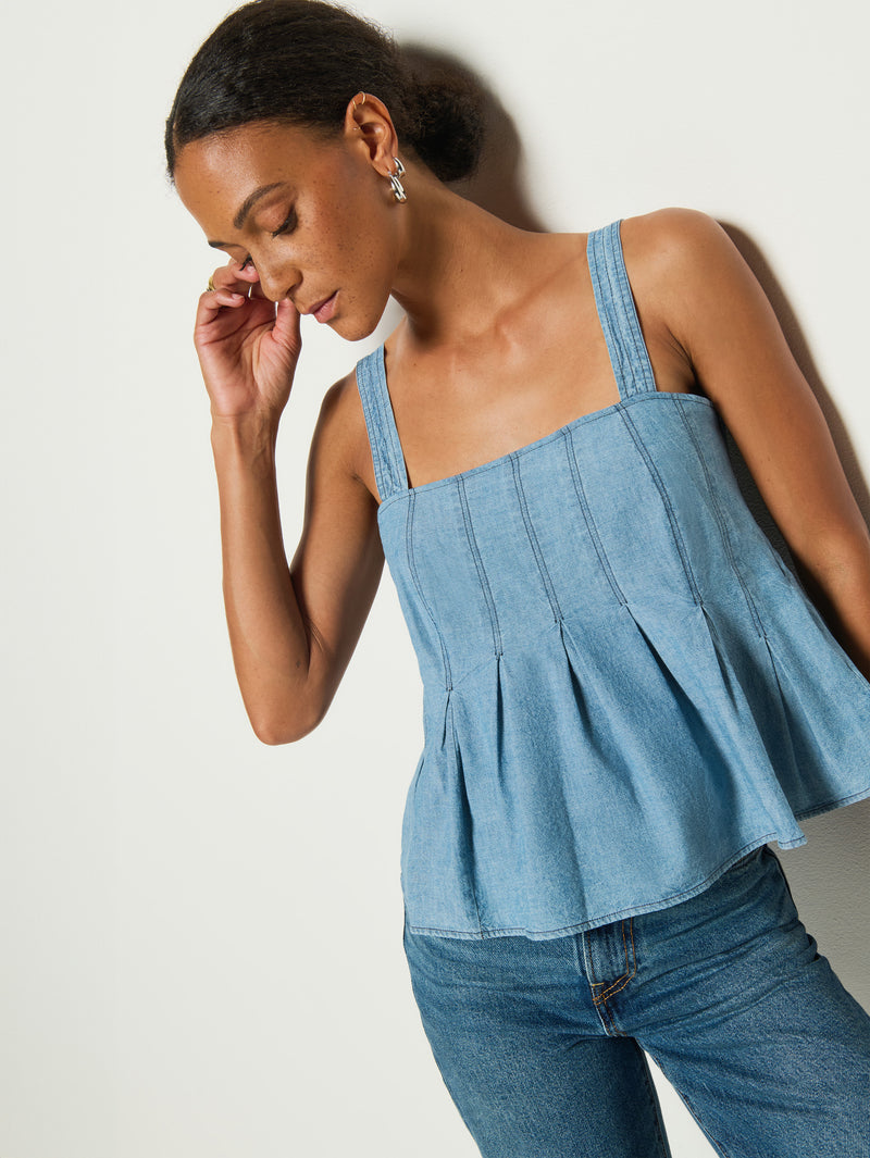 Nation Los Angeles Dove Pleated Tank