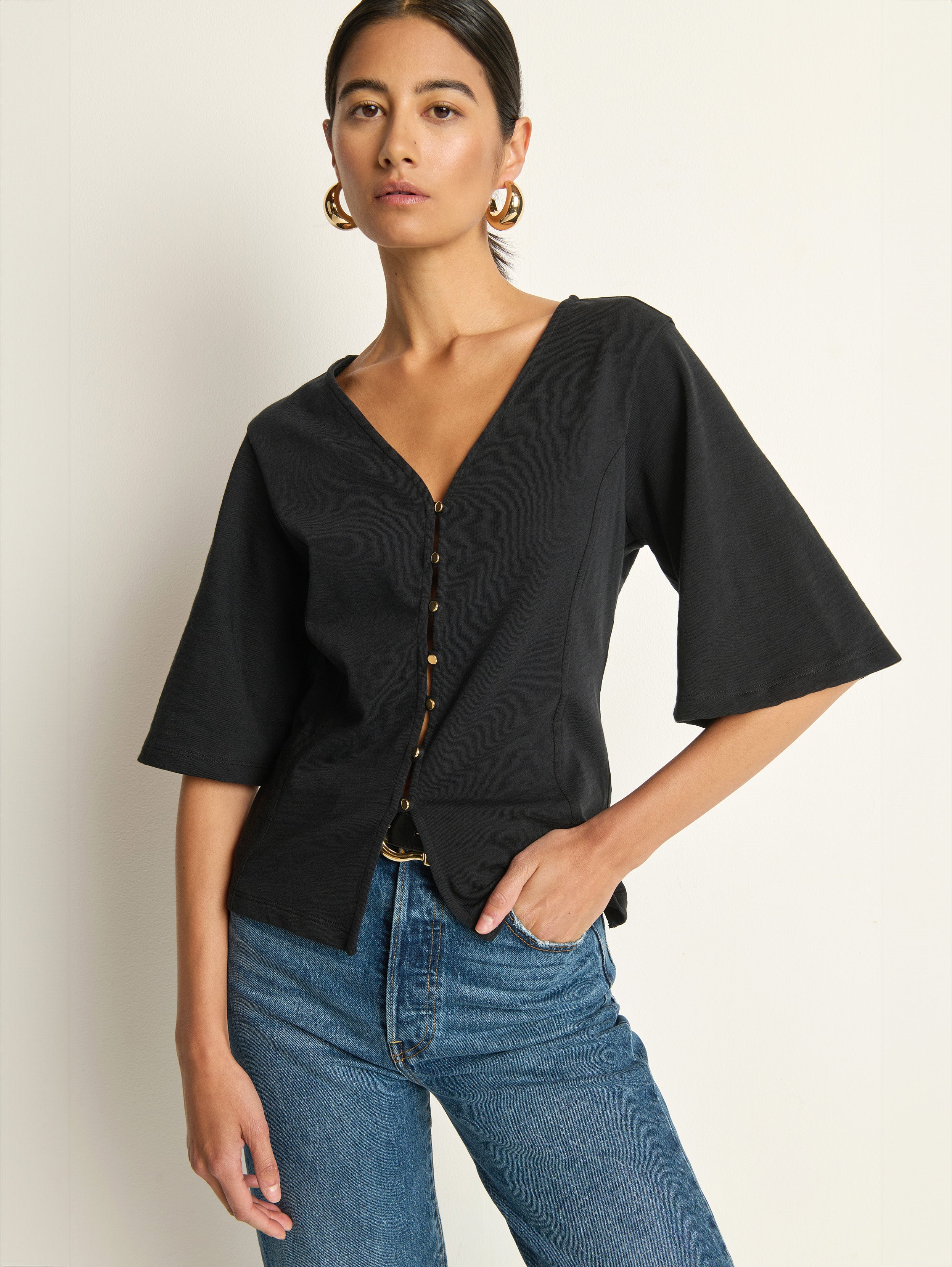 Gisela Half Sleeve Top Jet Black – Nation Los Angeles