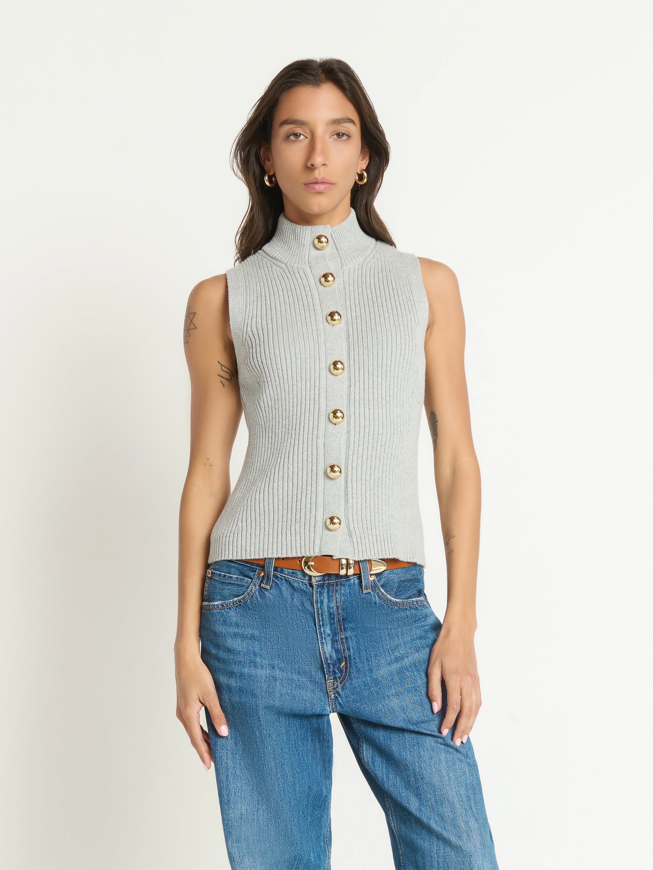 Ira Sweater Vest - Heather Grey | Nation Los Angeles