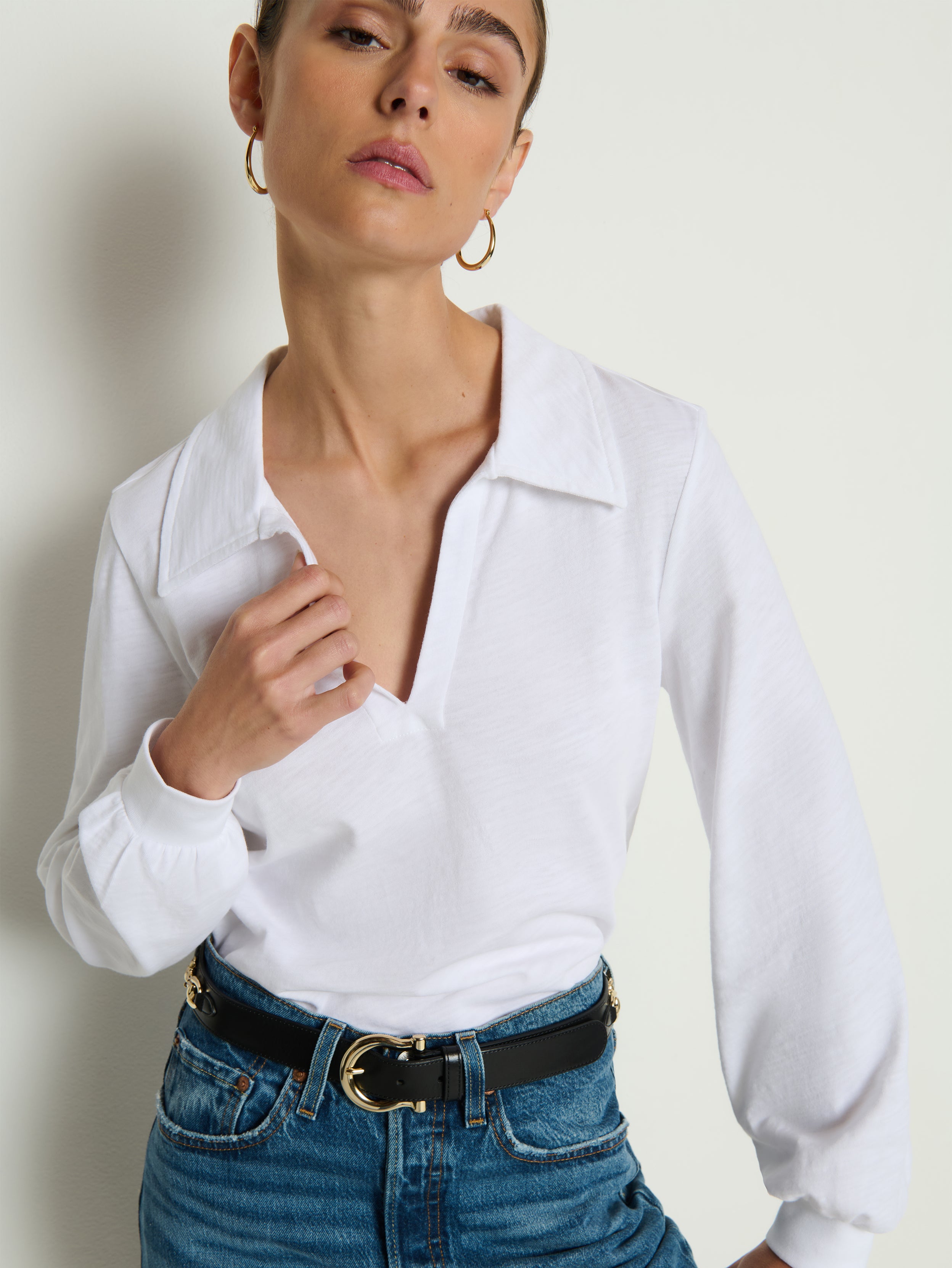 Kimberley Polo Tee—Optic White | Nation Los Angeles