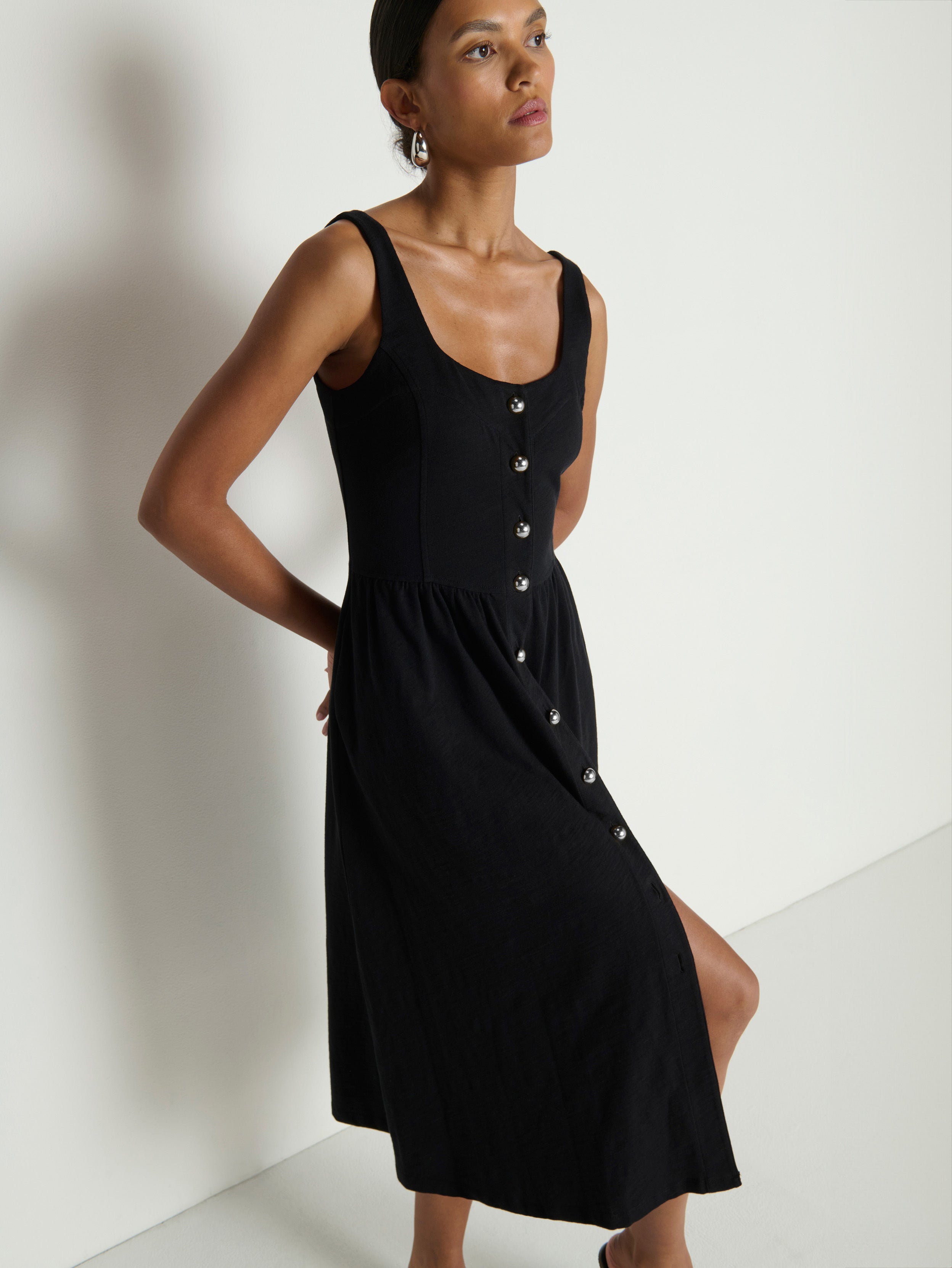 Laurel Midi Dress—Jet Black | Nation Los Angeles