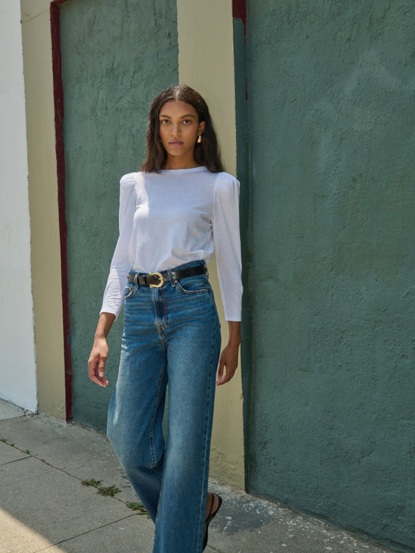 Nation Los Angeles Leta Puff Shoulder Top
