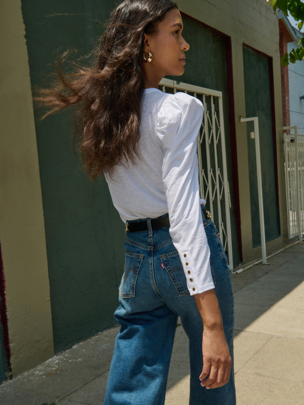 Nation Los Angeles Leta Puff Shoulder Top