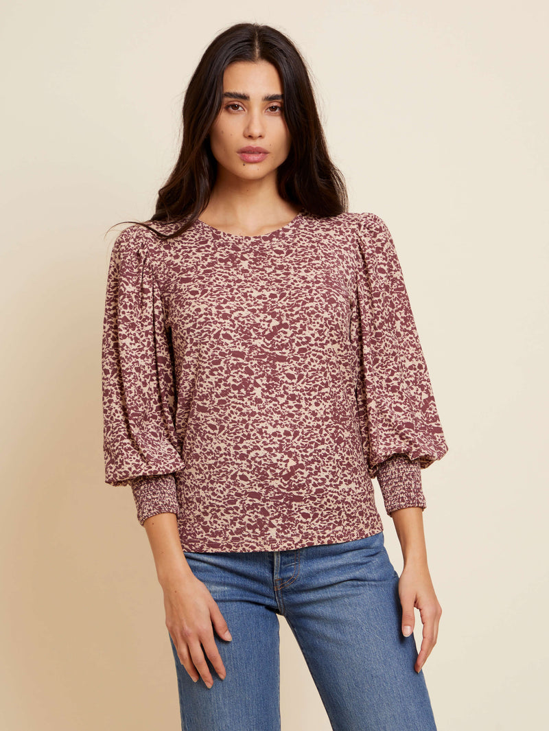 NATION LTD Loren Smocked Peasant Tee