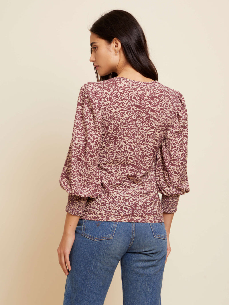 NATION LTD Loren Smocked Peasant Tee