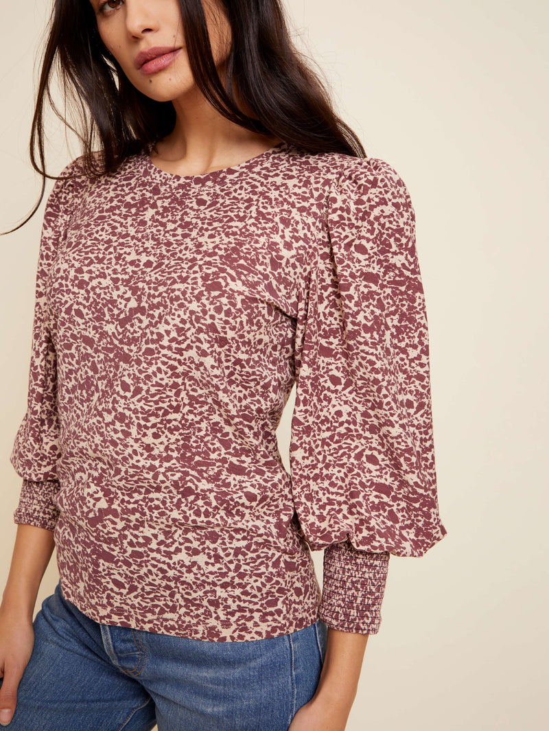 NATION LTD Loren Smocked Peasant Tee