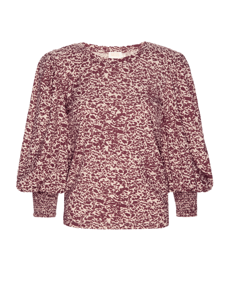 NATION LTD Loren Smocked Peasant Tee