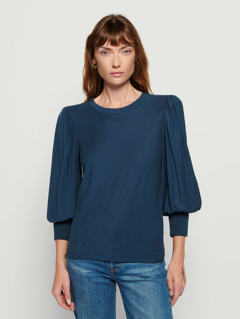 NATION LTD Loren Smocked Peasant Tee