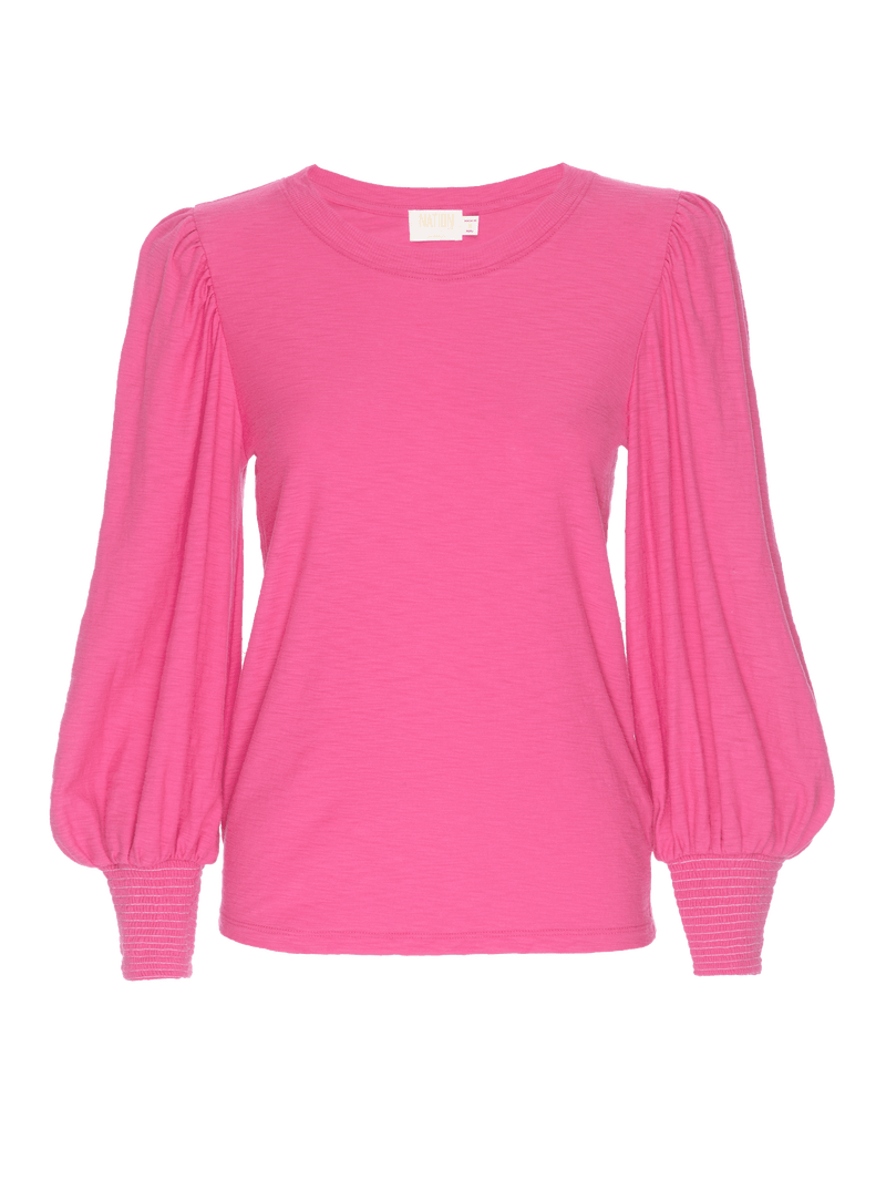 NATION LTD Loren Smocked Peasant Tee