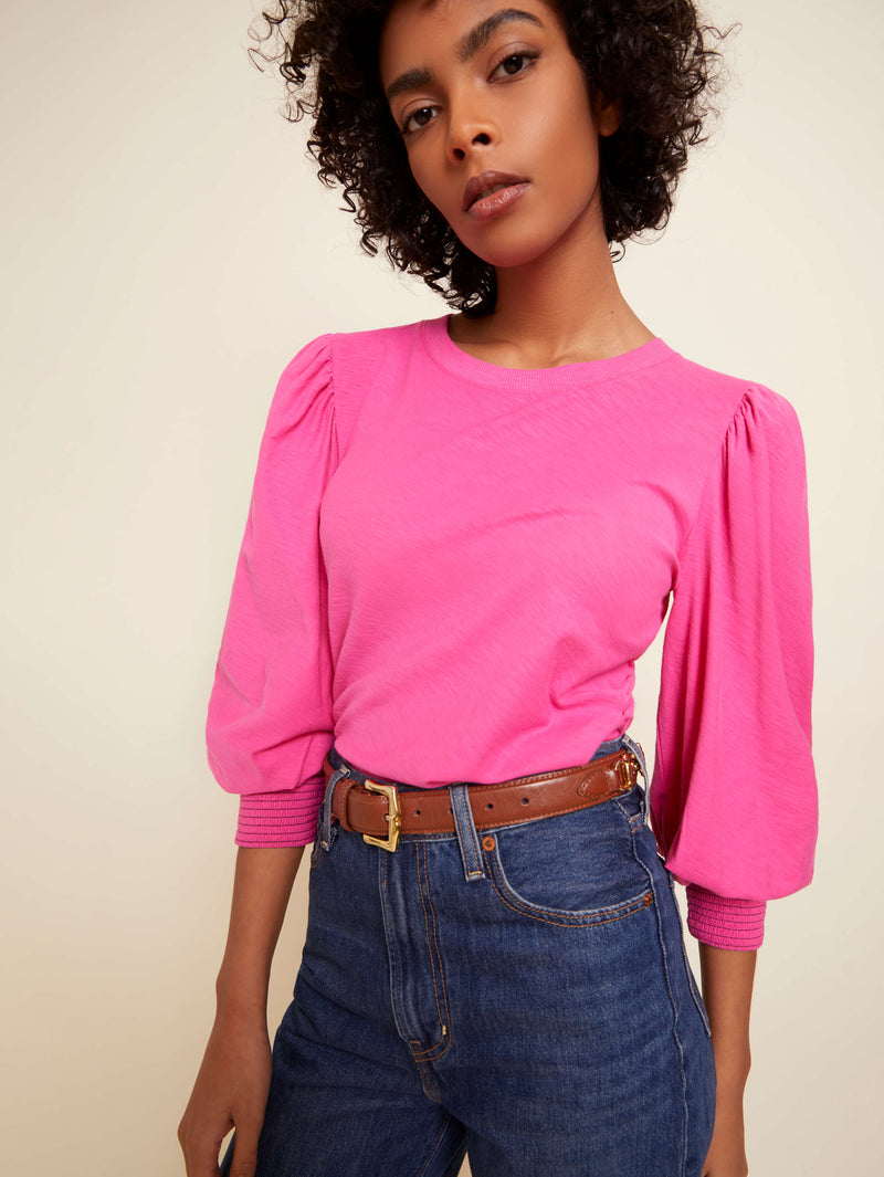 NATION LTD Loren Smocked Peasant Tee