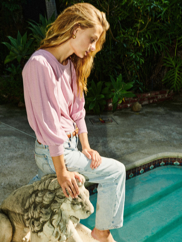 NATION LTD Loren Smocked Peasant Tee