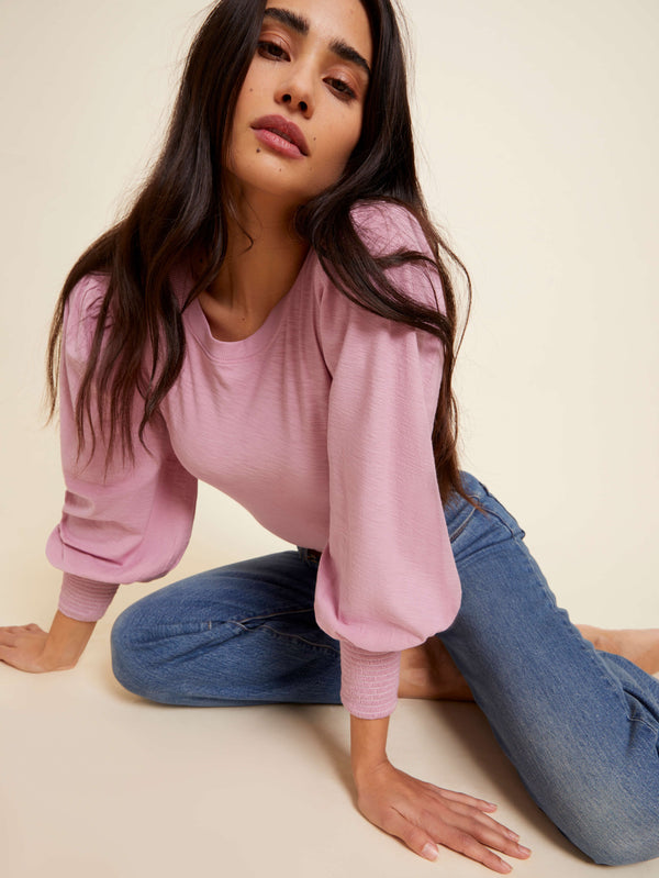 NATION LTD Loren Smocked Peasant Tee