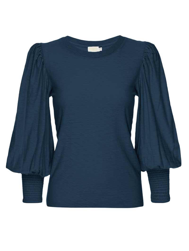 NATION LTD Loren Smocked Peasant Tee