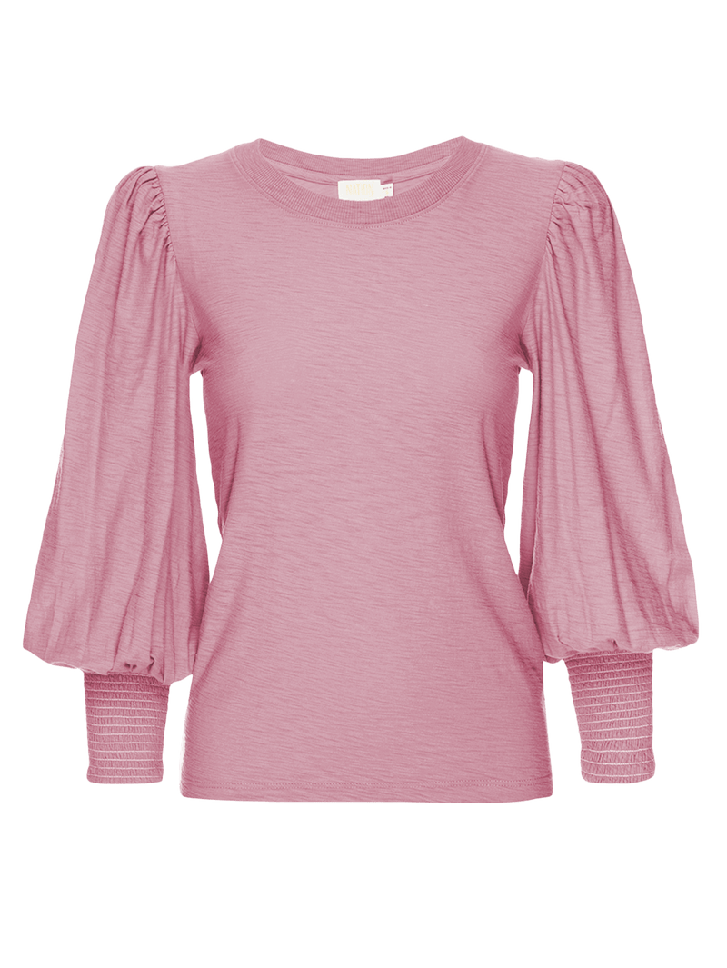 NATION LTD Loren Smocked Peasant Tee