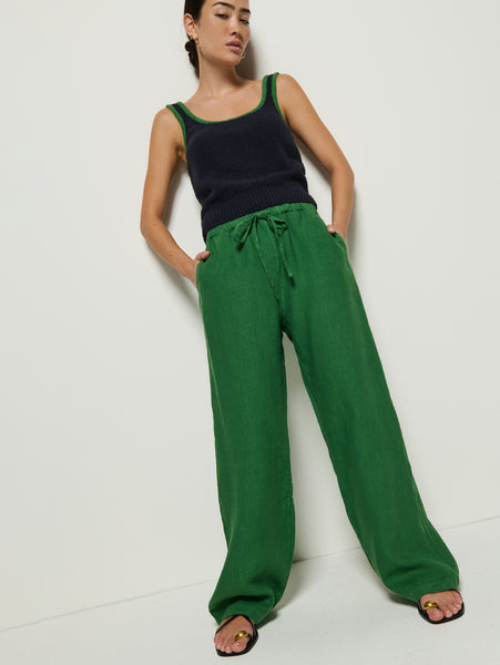 Lucia Tie Linen Pant - Green Lawn | Nation Los Angeles
