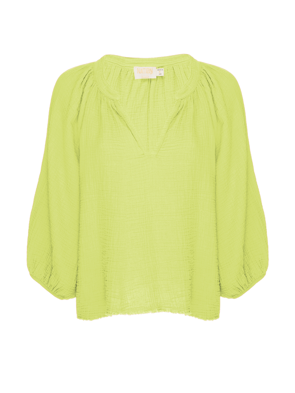 NATION LTD Mimi White Peasant 3-4 Sleeve Blouse Top