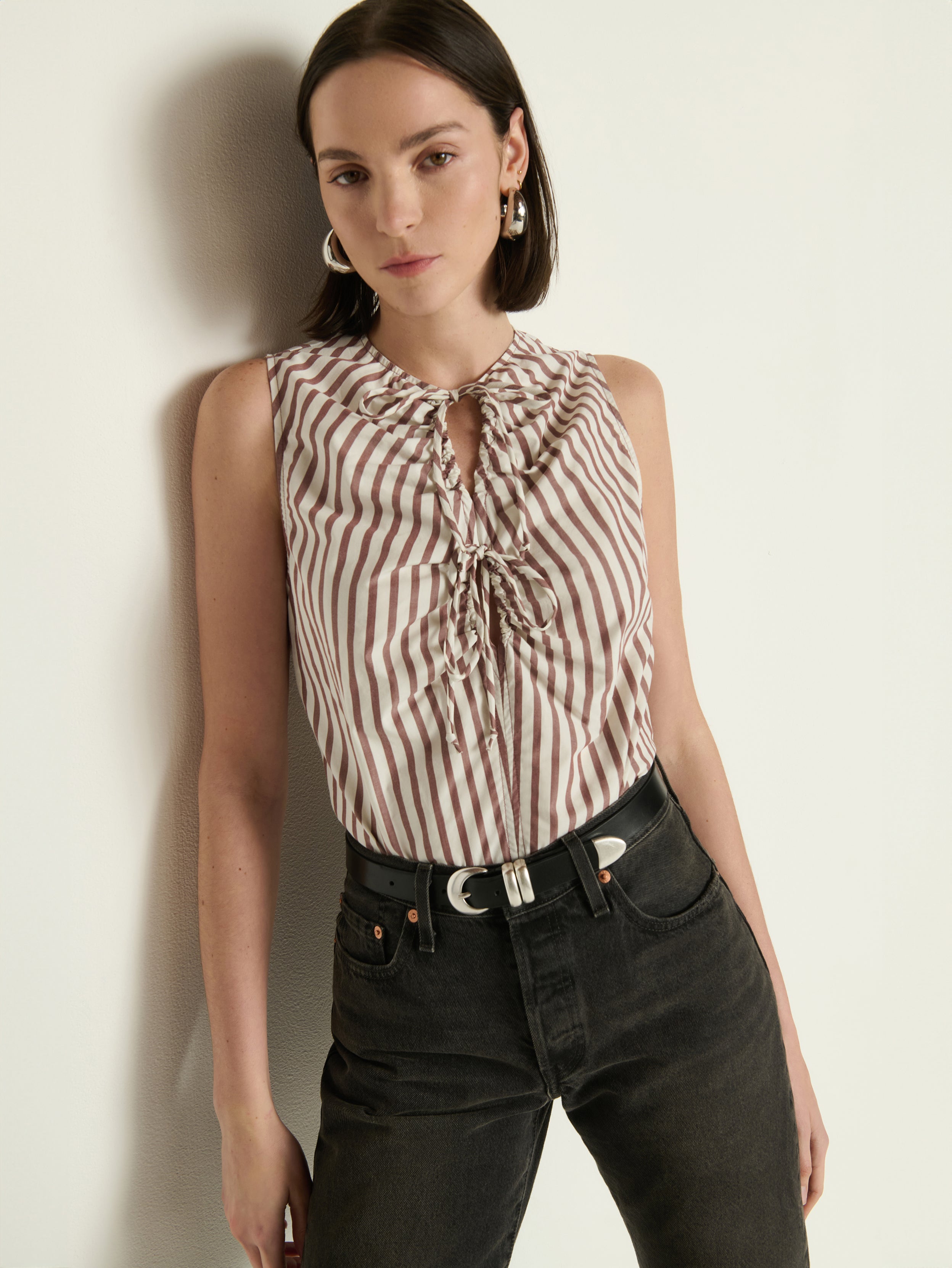 Mimmi Keyhole Top - Sable Stripe | Nation Los Angeles