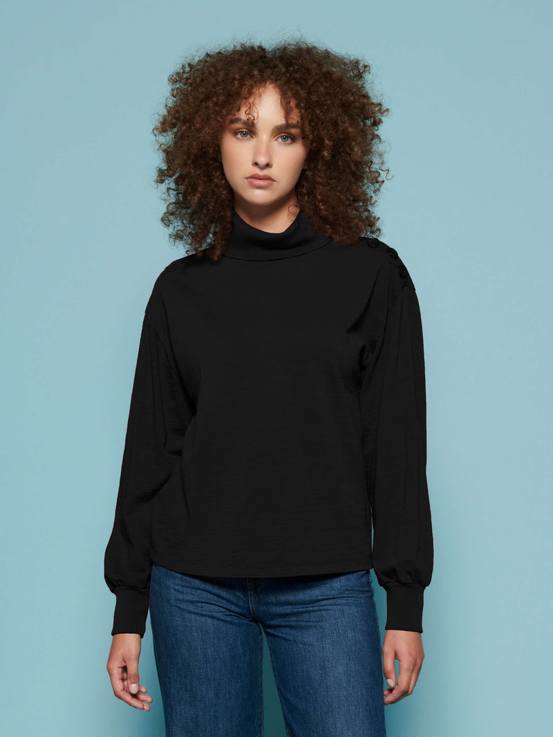 NATION LTD Monica Turtleneck With Button Detail