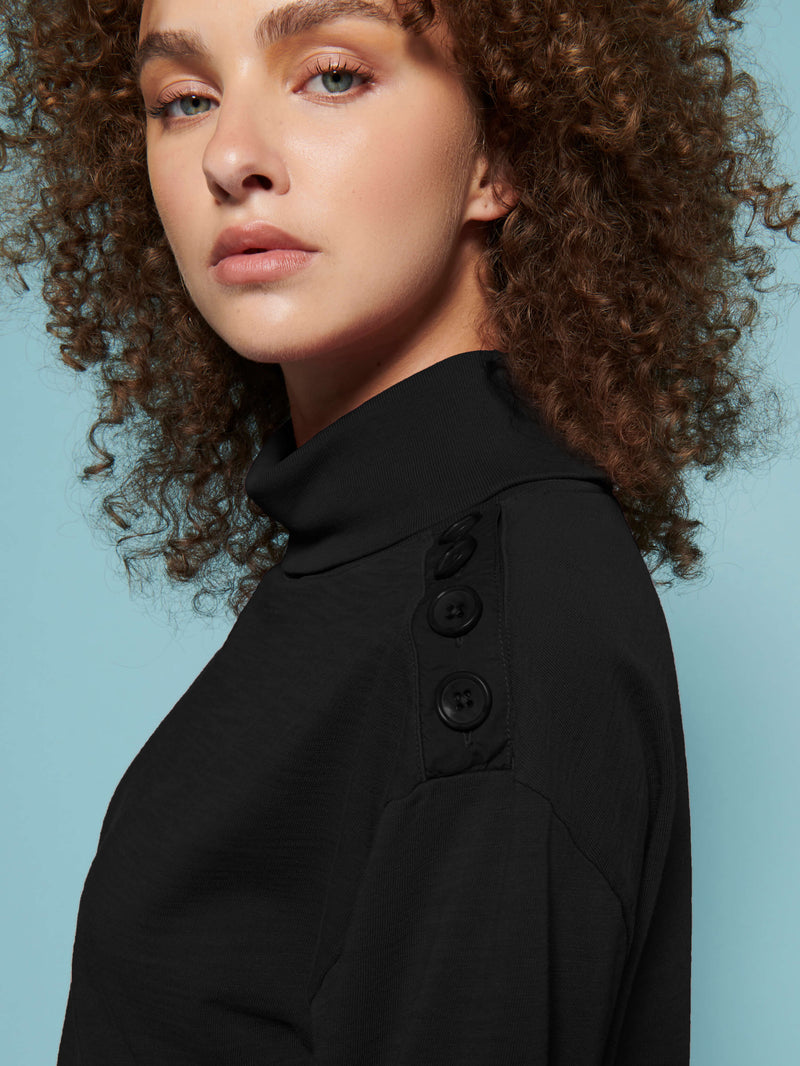 NATION LTD Monica Turtleneck With Button Detail