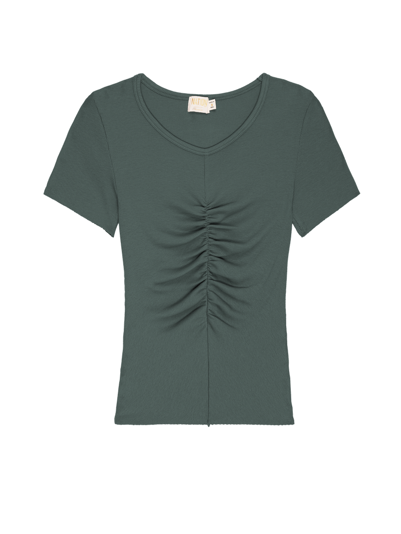 NATION LTD Nevinna Seamed Gathered Tee 