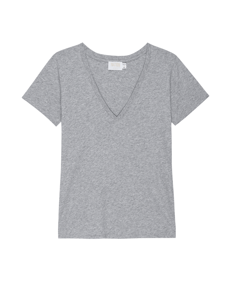 NATION LTD Blair Organic Cotton Ultra Deep V Neck Tee
