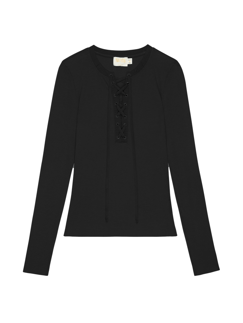 NATION LTD Kaia Lace Up Tee With Gold Grommets