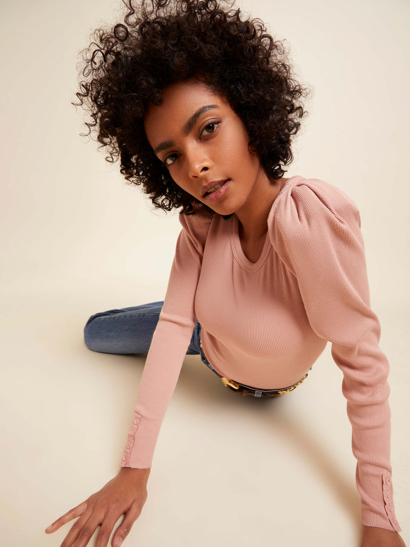 NATION LTD Molly Tee With Button Details