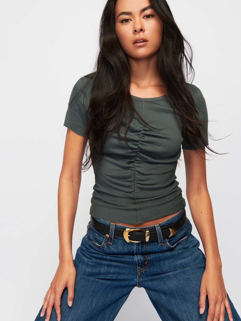NATION LTD Nevinna Seamed Gathered Tee 